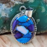 Peacock Dahlia 1.5" Sterling Silver Pendant (REXT119-172)