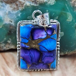 Peacock Dahlia 1.5" Sterling Silver Pendant (REXT119-173)