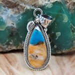 Spiny Oyster Turquoise 1.75" Sterling Silver Pendant (REXT119-149)