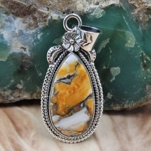 Spiny Oyster Turquoise 1.75" Sterling Silver Pendant (REXT119-152)