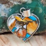 Spiny Oyster Turquoise 1.75" Sterling Silver Pendant (REXT119-153)