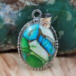 Peacock Dahlia 1.5" Sterling Silver Pendant (REXT119-155)