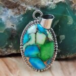 Peacock Dahlia 1.5" Sterling Silver Pendant (REXT119-157)