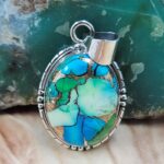 Peacock Dahlia 1.5" Sterling Silver Pendant (REXT119-158)