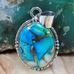 Peacock Dahlia 1.5" Sterling Silver Pendant (REXT119-160)