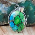 Peacock Dahlia 1.5" Sterling Silver Pendant (REXT119-161)