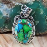 Peacock Dahlia 1.75" Sterling Silver Pendant (REXT119-162)