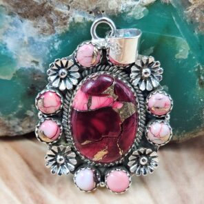 Red Rose Dahlia 1.75" Sterling Silver Pendant (REXT119-182)
