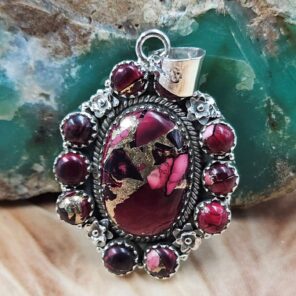 Red Rose Dahlia 1.75" Sterling Silver Pendant (REXT119-185)