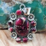 Red Rose Dahlia 1.75" Sterling Silver Pendant (REXT119-186)