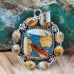 Spiny Oyster Turquoise 1.75" Sterling Silver Pendant (REXT119-187)