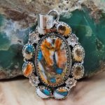 Spiny Oyster Turquoise 1.75" Sterling Silver Pendant (REXT119-190)