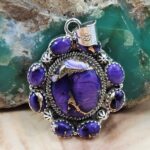 Peacock Dahlia 1.75" Sterling Silver Pendant (REXT119-192)
