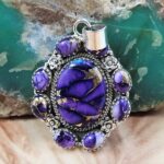 Peacock Dahlia 1.75" Sterling Silver Pendant (REXT119-195)