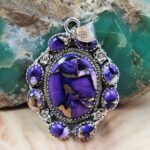 Peacock Dahlia 1.75" Sterling Silver Pendant (REXT119-196)