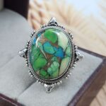 Green Dahlia Turquoise Size US 8 Sterling Silver Ring (RS25-233)