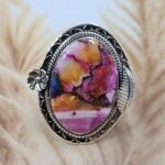 Pink Dahlia Turquoise Size US 10 Sterling Silver Ring (RS25-243)