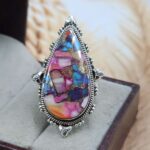 Pink Dahlia Turquoise Size US 8 Sterling Silver Ring (RS25-236)