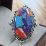 Pink Dahlia Turquoise Size US 9 Sterling Silver Ring (RS25-244)