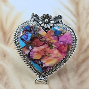Pink Dahlia Turquoise Size US 9 Sterling Silver Ring (RS25-247)