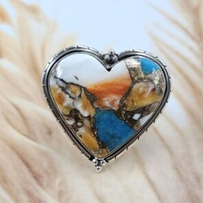Spiny Oyster Turquoise Size US 9 Sterling Silver Ring (RS25-253)