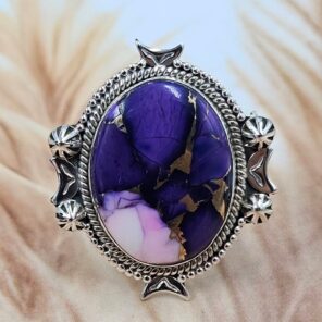 Purple Rose Dahlia Size US 10 Sterling Silver Ring (REXT119-217)