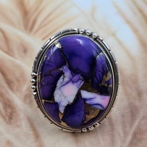 Purple Rose Dahlia Size US 10 Sterling Silver Ring (REXT119-218)