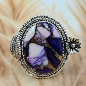 Purple Rose Dahlia Size US 8 Sterling Silver Ring (REXT119-221)
