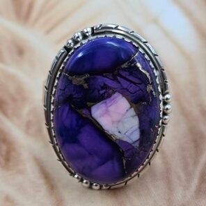 Purple Rose Dahlia Size US 7 Sterling Silver Ring (REXT119-226)