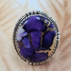 Purple Rose Dahlia Size US 8 Sterling Silver Ring (REXT119-225)