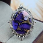 Purple Rose Dahlia Size US 9 Sterling Silver Ring (REXT119-220)