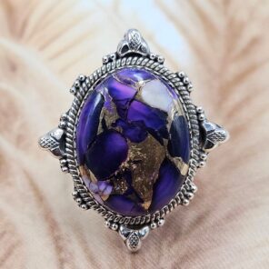 Purple Rose Dahlia Size US 8 Sterling Silver Ring (REXT119-223)