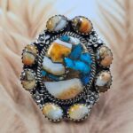 Spiny Oyster Turquoise Size US 7 Sterling Silver Ring (REXT119-255)