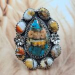 Spiny Oyster Turquoise Size US 6 Sterling Silver Ring (REXT119-257)