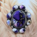 Purple Rose Dahlia Size US 8 Sterling Silver Ring (REXT119-236)