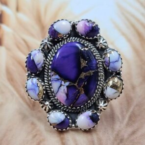 Purple Rose Dahlia Size US 8 Sterling Silver Ring (REXT119-236)