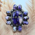 Purple Rose Dahlia Size US 8 Sterling Silver Ring (REXT119-234)