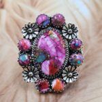 Pink Dahlia Turquoise Size US 6 Sterling Silver Ring (REXT119-250)