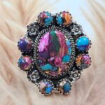 Pink Dahlia Turquoise Size US 10 Sterling Silver Ring (REXT119-252)
