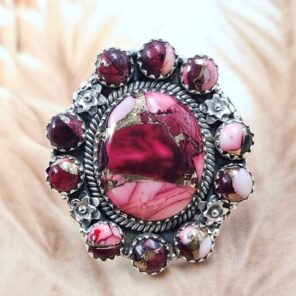 Red Rose Dahlia Size US 8 Sterling Silver Ring (REXT119-244)