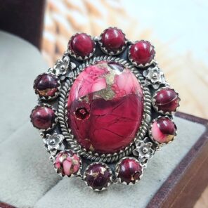 Red Rose Dahlia Size US 9 Sterling Silver Ring (REXT119-246)
