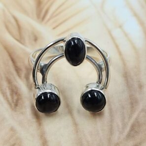 Black Onyx  Sterling Silver Ring (REXT127-78)