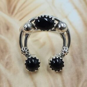 Black Onyx Naja Sterling Silver Ring (REXT127-90)
