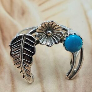 Kingman Turquoise 925 Sterling Silver Ring (REXT62-350)
