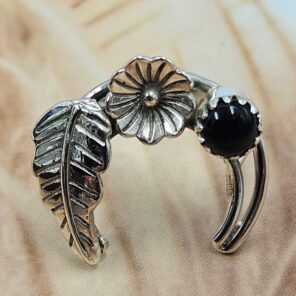 Black Onyx 925 Sterling Silver Ring (REXT62-351)