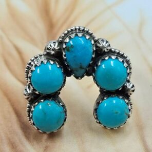 Kingman Turquoise 925 Sterling Silver Ring (REXT62-355)