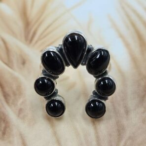 Black Onyx Naja Sterling Silver Ring (REXT127-82)