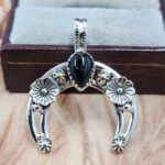 Black Onyx 1.5" Sterling Silver Pendant (RS70-39)
