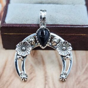 Black Onyx 1.5" Sterling Silver Pendant (RS70-39)