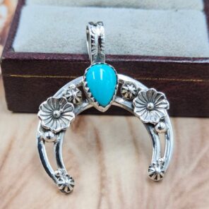 Kingman Turquoise 1.5" Sterling Silver Pendant (RS70-37)